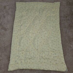 VTG Quiltex Yellow Baby Blanket Comforter Sheep Flowers Pink Green 28x40